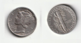 ESTADOS UNIDOS   1 Dime "Mercury Dime" 1939  Silver (.900) • 2.5 G •  17.9 Mm KM# 140 - 1916-1945: Mercury (kwik)