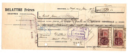 Fiscaux Sur Document--1936--Lettre Change Sté Générale-DELATTRE--DESVRES-St PIERRE EN PONT--VALMONT - Covers & Documents