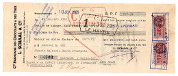 Fiscaux Sur Document--1939--Lettre Change C.Lyonnais-Cie Franç Chocolats-thés..L.Schaal & Cie--LE HAVRE-HARFLEUR - Lettres & Documents