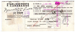 Fiscaux Sur Document--1960--Lettre Change Sté.Marseillaise Crédit-Ets Carabasse -- LE VIGAN-St PIERRE EN PORT- - Covers & Documents