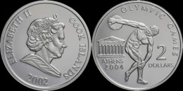 Cook Islands 2 Dollars 2002- Olympic Games 2004 In Athens Proof In Plastic Capsule - Isole Cook