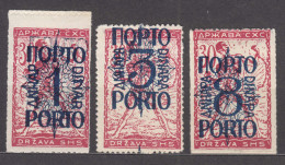 Yugoslavia Kingdom SHS Issues For Slovenia 1920 Porto Mi#48-50 II Mint Hinged - Nuevos