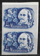 Hungary - Hungary,MAGYARORSZAG 1948 Airmail Imperforated PAIR  5f Stamp Design Phase Print RARE - Abarten Und Kuriositäten