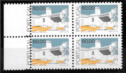 PORTUGAL 1987 Beira Coast House - ARQUITECTURA ARCHITECTURE BLOCK OF 4 WITH PERFORATION ERROR VARIETY ERRO  RARE MNH** - Unused Stamps