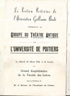 Programme, Groupe Du Théâtre Antique De L'Université De POITIERS, 1954, ELECTRE, LES MOUCHES, Frais Fr 1.65 E - Programs