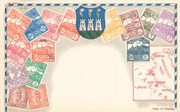 SAN MARIN - SAN MARINO - TIMBRES - REPRESENTATION - CARTE POSTALE - LANGAGE Des TIMBRES - TRES BON ETAT - San Marino