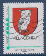 Village-Neuf TVP Lettre Verte 20g. Oblitéré Cadre Vert MonTimbraMoi, Hibou Dans écusson - Usados