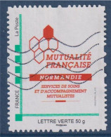 Mutualité Française Normandie TVP Lettre Verte 50g. Oblitéré Cadre Vert Philaposte Services De Soins Et D'accompagnement - Used Stamps