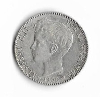 ESPAGNE  1 Peseta  ALPHONSE XIII   3ème Type 1900 *00*  TTB - Monedas Provinciales
