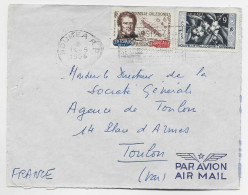 NOUVELLE CALEDONIE 6FR+9FR LETTRE COVER AVION NOUMEA RP 14.5.1958 POUR TOULON - Briefe U. Dokumente