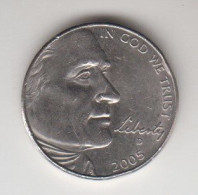 USA 2005 5 CENTS NICKEL BUFFALO JEFFERSON CIRCULATED - 1938-…: Jefferson