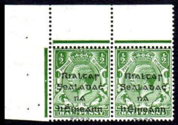 1922 Dollard ½d Corner Pair With Date Almost Missing - Unused Stamps