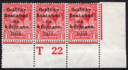 1922 Dollard 1d Control Strip T22 Perf. - Ungebraucht