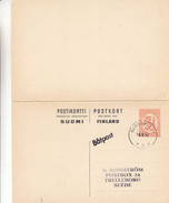 Finlande - Carte Postale De 1967 - Entier Postal - Oblit Sundsvall - Par Bateau - Cachet Carte Réponse Trelleborg - Briefe U. Dokumente