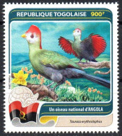 TOGO 2016 1v - MNH - National Bird Of Angola - Touraco De Pauline - Birds - Red-crested Turaco - Rothaubenturako - Flag - Cuco, Cuclillos