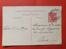 Portugal - Entier Postal De Faro Pour Paris En 1910 - Réf J 123 - Postwaardestukken