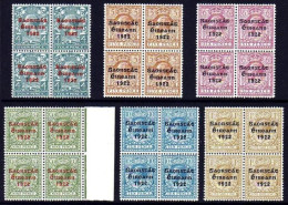 1922-23 Thom Saorstát Set ½d To 1/- In U/m Blocks Of 4. - Unused Stamps