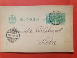 Serbie - Entier Postal + Complément De Belgrade Pour Köln ( Allemagne ) En 1894  - Réf J 144 - Serbia