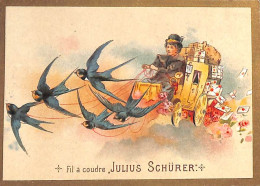 Calendrier Chromo Fil à Coudre Julius Schürer 1892, Bord Doré Malle Poste - Kleinformat : ...-1900