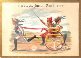 Calendrier Chromo Fil à Coudre Julius Schürer 1892, Bord Doré Enfants - Petit Format : ...-1900