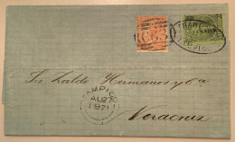 Mexico 1868 Hidalgo RARE Mixed Franking GB Used Abroad 4d C63 Tampico Cover 1871>Veracruz Scheller Cert (Mexique Lettre - Messico