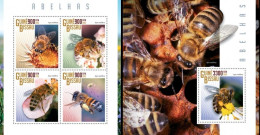 Guinea Bissau 2015, Animals, Bees, 4val In BF +BF - Abeilles