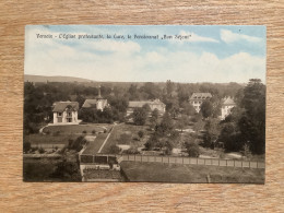 CPA . Versoix L’église Protestante La Cure Le Pensionnat.bon Séjour - Versoix