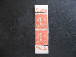 TB Paire Verticale De Carnet Du N° 199e, Neuve XX. Avec PUB Sup. " TOILE D'AVION " + PUB Inférieure " TOILE D'AVION". - Unused Stamps