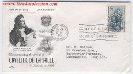 Canada Commemorating The Arrival Of Cavelier De La Salle To Canada In 1666. - Sobres Conmemorativos