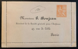 FRANCE : EP CL TSC . 15CTS MOUCHON G BONJEAN . TB - Prêts-à-poster:Stamped On Demand & Semi-official Overprinting (1995-...)