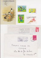 Lot 7 Documents Thème Oiseau COLIBRI - HUMMING-BIRD : Flamme Temporaire Caen Gare 1973 Bloc Feuillet Timbres - Colibris