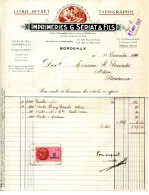 FACTURE.33.BORDEAUX.LITHO-OFFSET.TYPOGRAPHIE.IMPRIMERIES G.SERIAT & FILS. - Printing & Stationeries