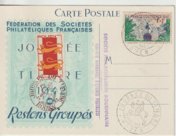 France Carte Journée Du Timbre 1942 Rouen Avec Vignette - Filatelistische Tentoonstellingen