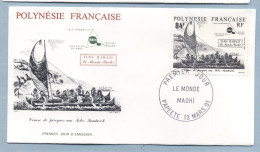 1991 MARS 13 Enveloppe1er Jour LE MONDE MAOHI 84 FRANCS - Storia Postale