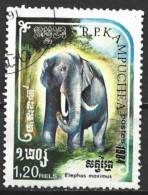 Cambodia (Kampuchea) 1984. Scott #537 (U) Wild Animal, Elephas Maximus - Kampuchea