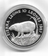 1149a: WWF- Münze Sierra Leone 1987, Zwergflusspferd PP 28,28 Gramm Proof - Sierra Leone