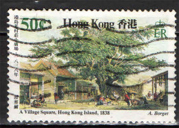 HONG KONG - 1987 - A Village Square, Hong Kong Island, 1838, By Auguste Borget (1809-1877) - USATO - Gebraucht