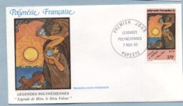 1990 NOVEMBRE 07 Enveloppe1er Jour  LEGENDES POLYNESIENNES 375 FRANCS - Cartas & Documentos
