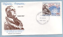 1990 SEPTEMBRE 02  Enveloppe1er Jour  CHARLES DE GAULLE 200 FRANCS - Cartas & Documentos