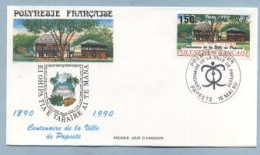 1990 MAI 16  Enveloppe1er Jour  CENTENAIRE DE LA VILLE DE PAPEETE 150 FRANCS - Cartas & Documentos