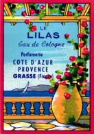 Etiquette Parfum Le Lilas Eau De Cologne Parfumerie Côte-D'Azur Provence à Grasse 5,3 Cm X 7,7 Cm En Superbe.Etat - Etiquetas