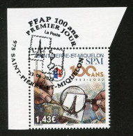 SAINT PIERRE ET MIQUELON (2022) 100 Ans FFAP - Paris La Tour Eiffel / Eiffel Tower - Premier Jour / First Day, Coin - Usati