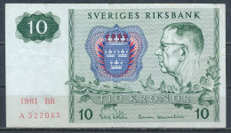 °°° SWEDEN 10 KRONOR 1981 °°° - Suède