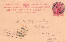 GREAT BRITAIN - POSTCARD 1 PENNY 1900 LONDON - WÄDENWEIL/CH  /*35 - Storia Postale