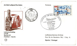 Lufthansa Frankfurt-Porto First Flight LH208 Boeing 737 Postcard 01.05.1981 First Day Cancel & Oporto Cancel - Cartas & Documentos