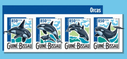 Guinea Bissau 2015, Animals, Dolphins III, 4val In BF IMPERFORATED - Dauphins