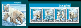 Guinea Bissau 2015, Animals, Polar Bears, 4val In Bf +BF - Fauna Artica