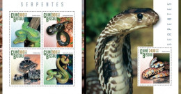 Guinea Bissau 2015, Animals, Snakes, 4val In BF +BF - Serpents