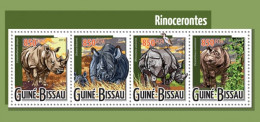 Guinea Bissau 2015, Animals, Rhino, 4val In BF - Neushoorn