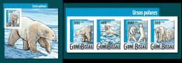 Guinea Bissau 2015, Animals, Polar Bears, 4val In Bf +BF IMPERFORATED - Arctische Fauna